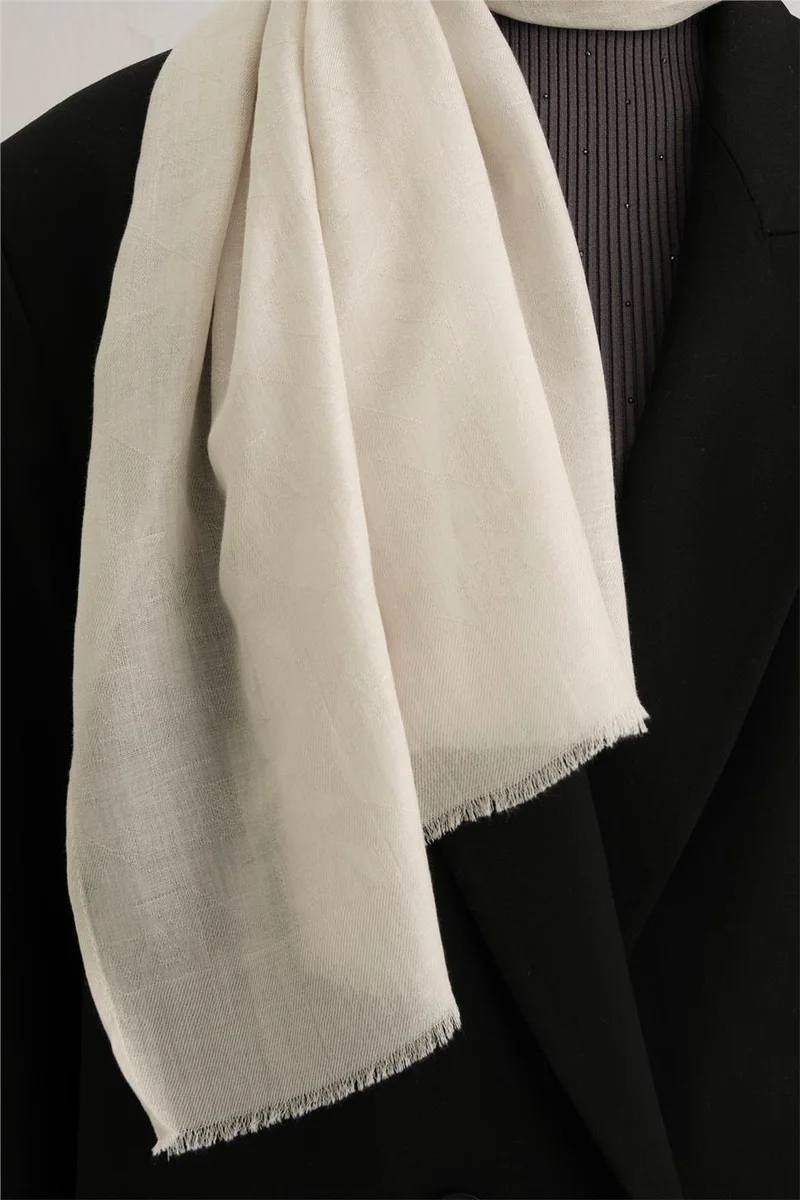 ARMINE Tencel Wool Monogram Pattern Shawl 07