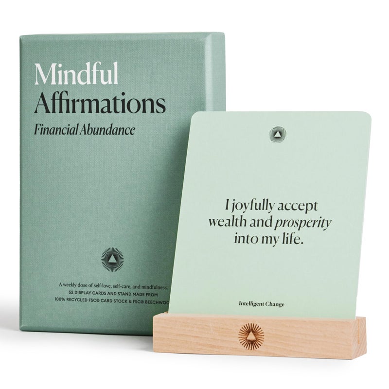 Intelligent Change Mindful Affirmation Cards for Financial Abundance, Daily Words of Inspiration, Self Affirmation Inspirational Gifts, Positive Affirmations with Display Stand, Deck of 52 - Image 1