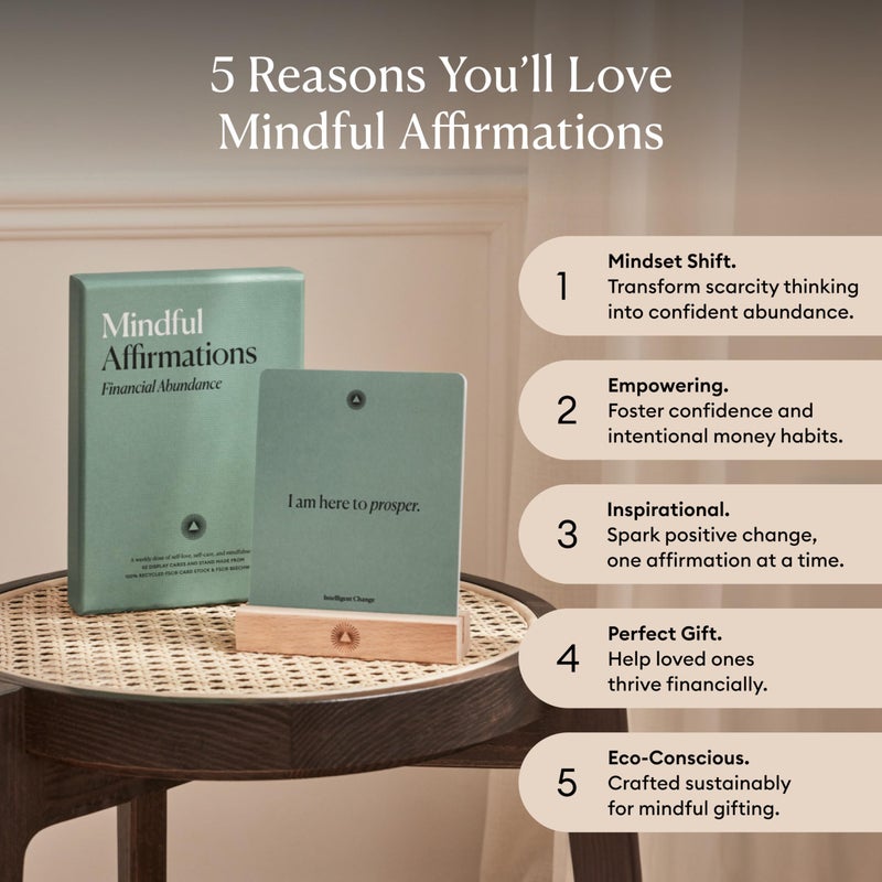 Intelligent Change Mindful Affirmation Cards for Financial Abundance, Daily Words of Inspiration, Self Affirmation Inspirational Gifts, Positive Affirmations with Display Stand, Deck of 52 - Image 2