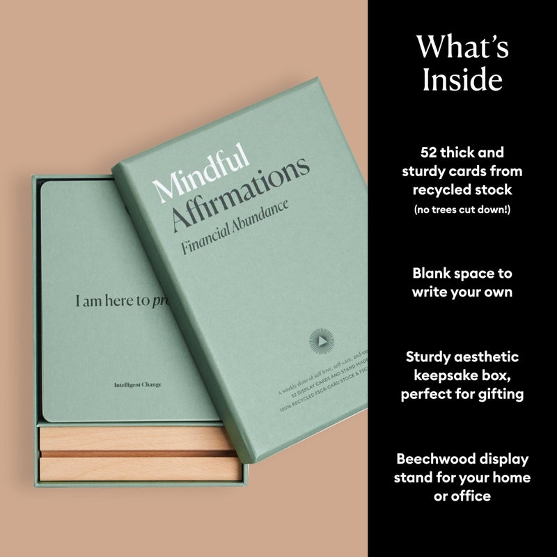 Intelligent Change Mindful Affirmation Cards for Financial Abundance, Daily Words of Inspiration, Self Affirmation Inspirational Gifts, Positive Affirmations with Display Stand, Deck of 52 - Image 5