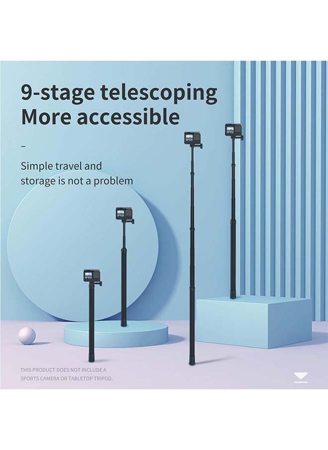 TELESIN TELESIN Selfie Stick Long Pole (118"/3M) for GoPro Max Hero 12 11 10 9 8 7 DJI Action 4 Pocket 3 Insta360 X3 Go 3 Ace Pro Bike Motorcycle Accessories  - Image 3