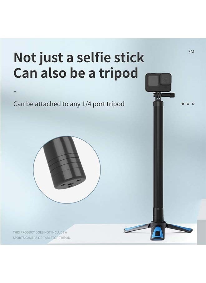 TELESIN TELESIN Selfie Stick Long Pole (118"/3M) for GoPro Max Hero 12 11 10 9 8 7 DJI Action 4 Pocket 3 Insta360 X3 Go 3 Ace Pro Bike Motorcycle Accessories  - Image 4