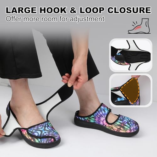 JIASUQI Womens Orthopedic Slippers Slide On Recovery Shoes for Elderly Women House Shoes for Edema, Colorful 9 - Image 3