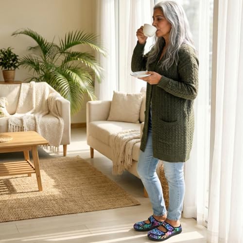 JIASUQI Womens Orthopedic Slippers Slide On Recovery Shoes for Elderly Women House Shoes for Edema, Colorful 9 - Image 2