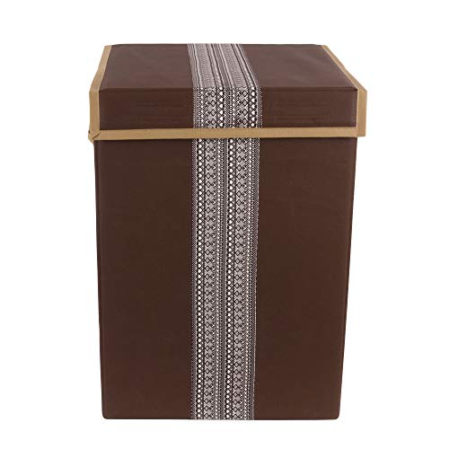 Shrey Creation Non Woven Foldable 68Ltrs Laundry Bag/Storage Basket/Bin with Lid and Handle for Washing Clothes for Dirty Dress- (Pack of 1, Colour- Brown) - Image 1