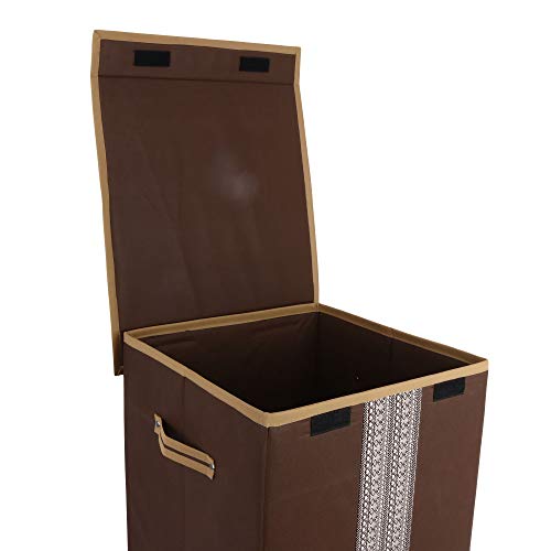 Shrey Creation Non Woven Foldable 68Ltrs Laundry Bag/Storage Basket/Bin with Lid and Handle for Washing Clothes for Dirty Dress- (Pack of 1, Colour- Brown) - Image 5