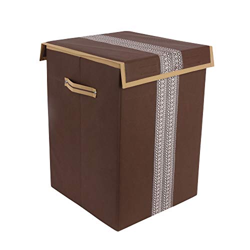 Shrey Creation Non Woven Foldable 68Ltrs Laundry Bag/Storage Basket/Bin with Lid and Handle for Washing Clothes for Dirty Dress- (Pack of 1, Colour- Brown) - Image 3