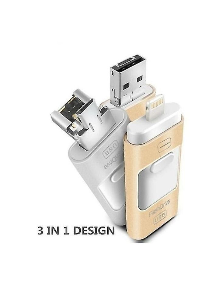 i-Flash - 3 in 1 Usb Flash Drive Expand Memory Stick Otg Pendrive for iphone iPad Android PC 32GB Gray - Image 1