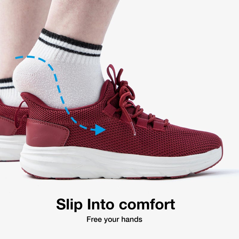 KOLILI Wide Toe Shoes Women Tennis Walking Shoes Breathable Fitness Running Sports Slip On Shoes Burgundy 7.5 US/39 EU - Image 4