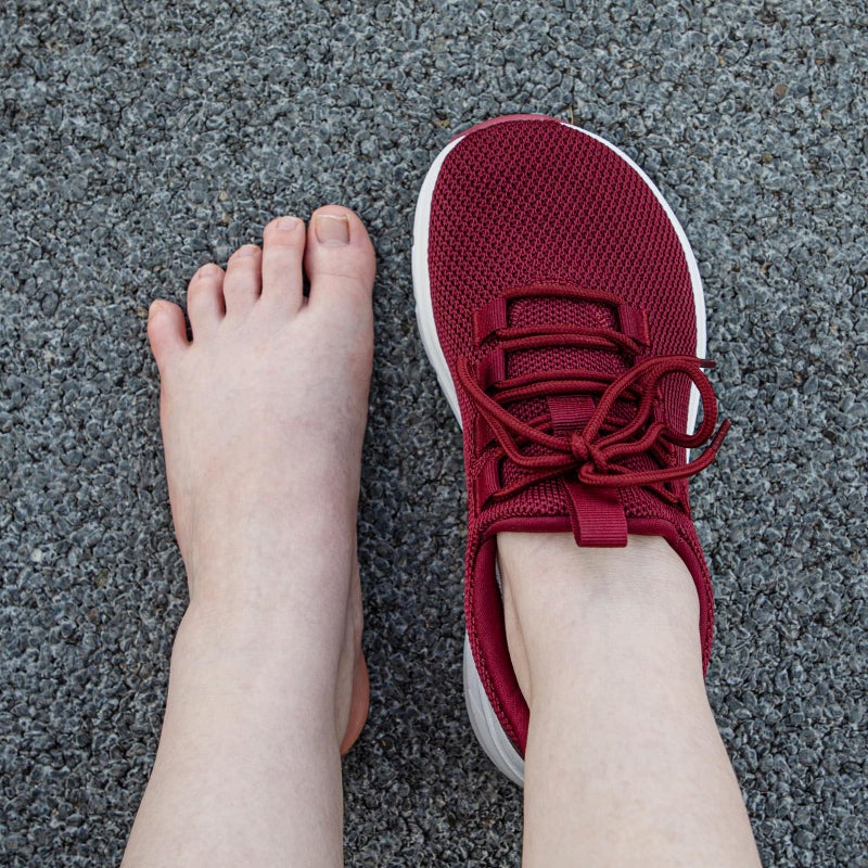 KOLILI Wide Toe Shoes Women Tennis Walking Shoes Breathable Fitness Running Sports Slip On Shoes Burgundy 7.5 US/39 EU - Image 2