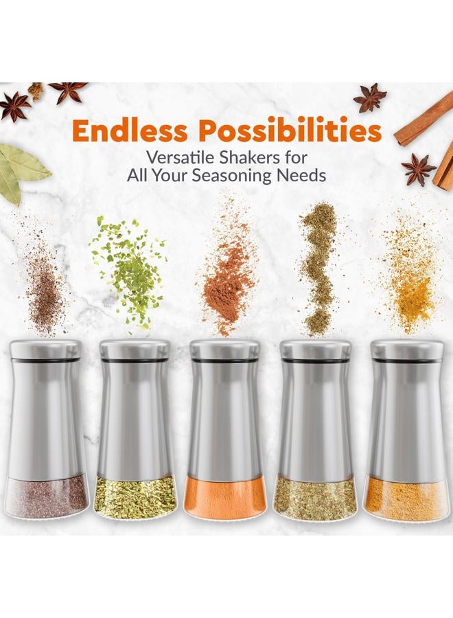 HOME EC Original Glass Salt shaker or Pepper Shaker with Adjustable Pour Holes - Stainless Steel Encased - For salts, ground peppercorns and spices - Great For Farmhouse or RV Camping - Image 4