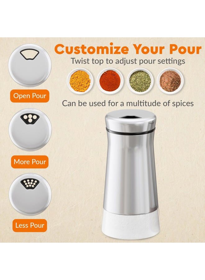 HOME EC Original Glass Salt shaker or Pepper Shaker with Adjustable Pour Holes - Stainless Steel Encased - For salts, ground peppercorns and spices - Great For Farmhouse or RV Camping - Image 2