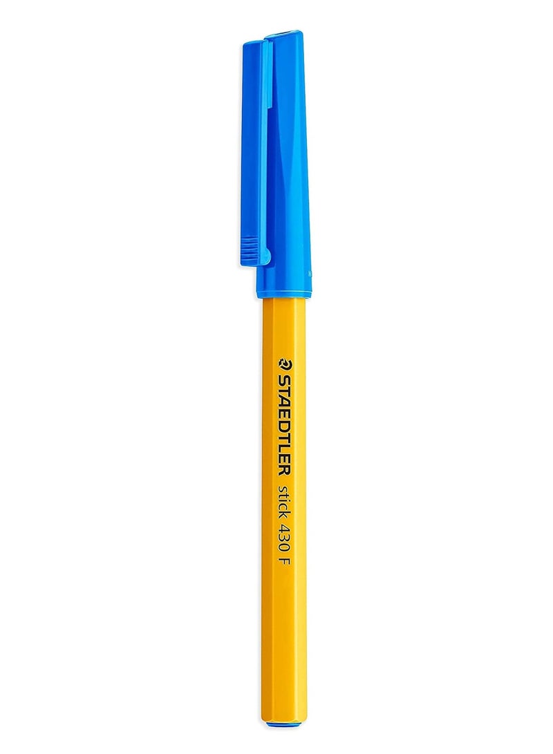 Staedtler Fine 430F Stick Ballpoint Pens Writing Pen Smooth - Blue Ink - Pack Of 3 - Image 3