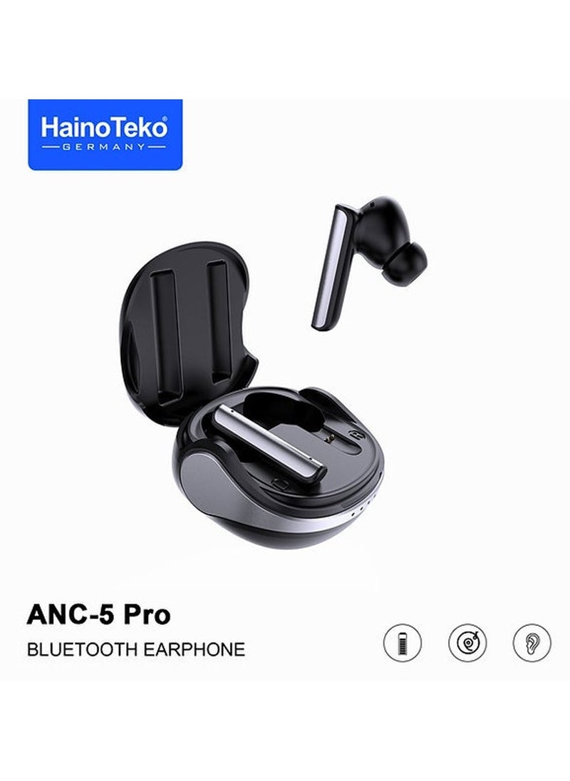 Haino Teko - Haino Teko ANC-5 Pro Black Wireless Bluetooth Earbuds With HD Mic and Touch Control Designed For Android Devices - Image 1