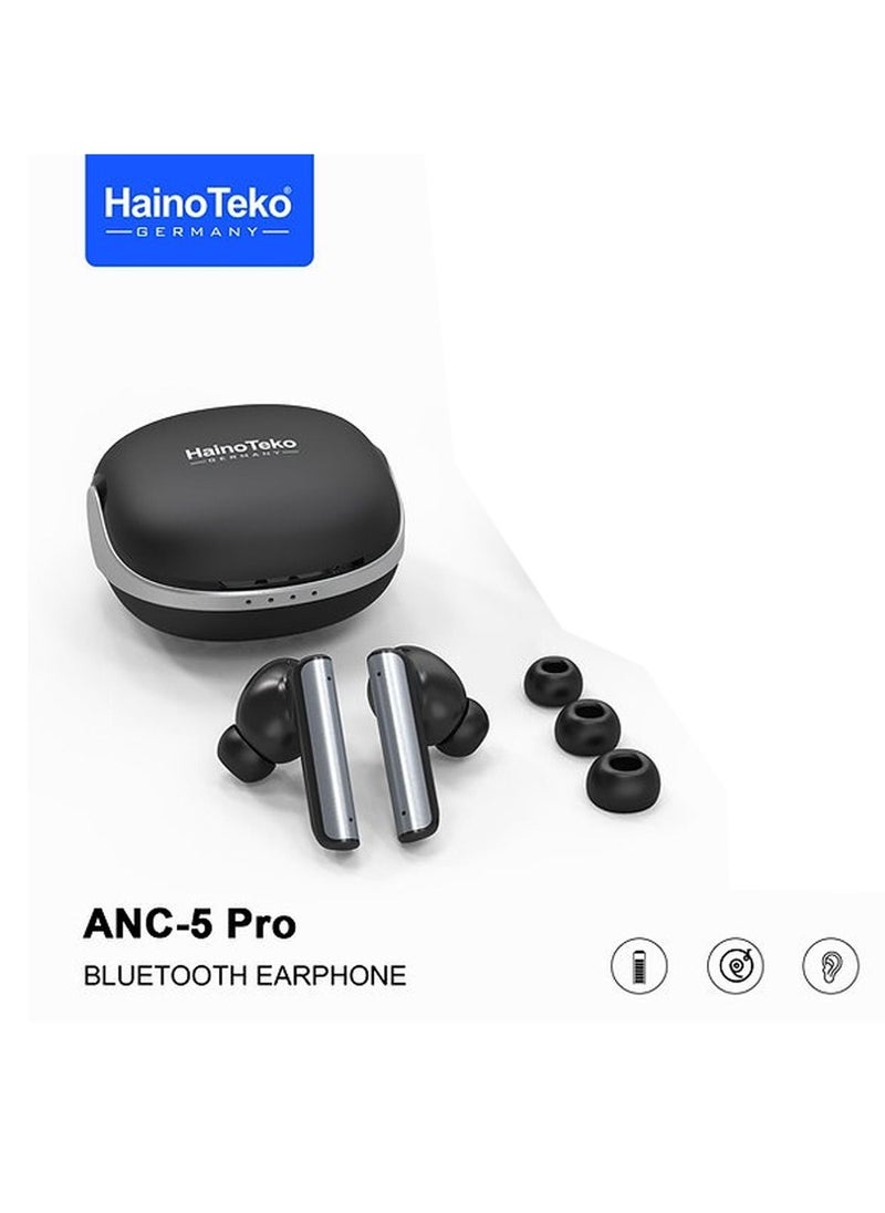 Haino Teko - Haino Teko ANC-5 Pro Black Wireless Bluetooth Earbuds With HD Mic and Touch Control Designed For Android Devices - Image 1