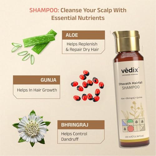 Vedix Customized Hair Fall & Dandruff Control For Normal/Oily Hair - Anti Hair Fall Oil Onion + Indian Licorice - Anti-Hairfall Shampoo - Nuyantra Pro Hair Growth Serum X Dandruff Care - Image 4