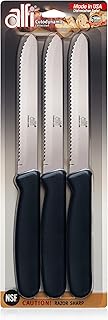 Alfi ALFI KNIVES Classic Black Steak Knives Rounded-Tip (Cutodynamic Stainless Steel 3-Pack) Made In USA - Image 1
