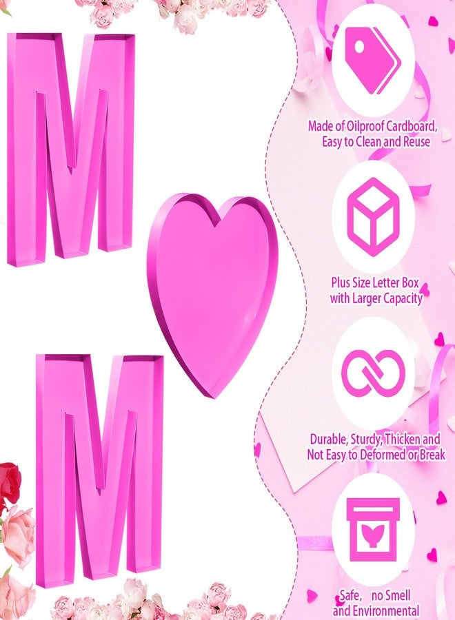 Mifoci 13.7 Inches Mom Plastic Letter Box Set for Charcuterie Mother's Day Party Birthday Gift Pink Fillable Mache Chocolate Candy Boxes - Image 3