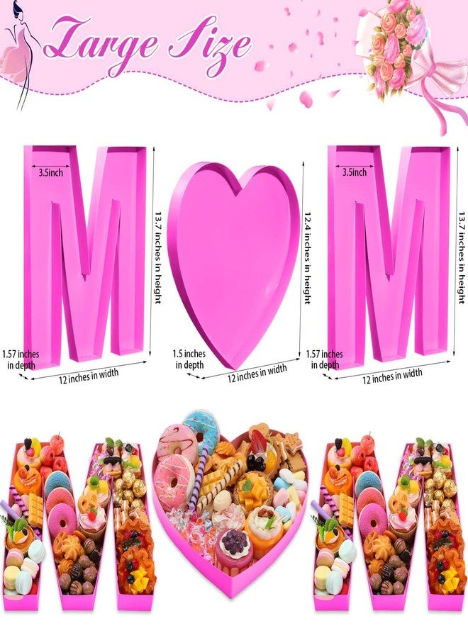 Mifoci 13.7 Inches Mom Plastic Letter Box Set for Charcuterie Mother's Day Party Birthday Gift Pink Fillable Mache Chocolate Candy Boxes - Image 2