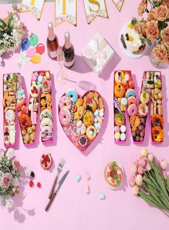 Mifoci 13.7 Inches Mom Plastic Letter Box Set for Charcuterie Mother's Day Party Birthday Gift Pink Fillable Mache Chocolate Candy Boxes - Image 4