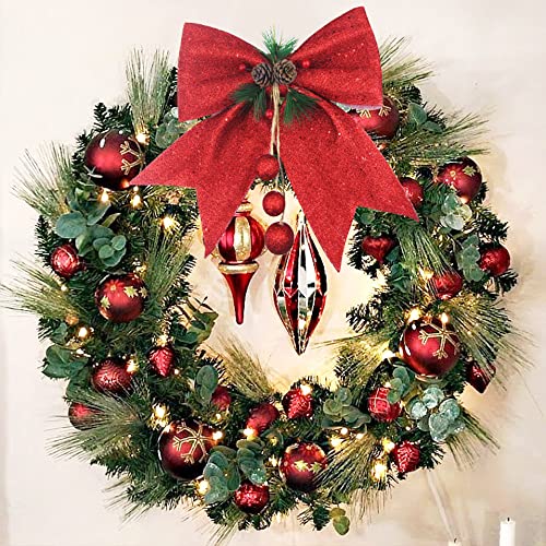 FERIAL Christmas Bows Decoration Red Christmas Bows for Wreaths with Pine Cone and Red Berry Ball Bows for Christmas Tree Decoration Xmas Party Decoration Outdoor Wreaths 13.3 x 10.6 Inches - Image 3