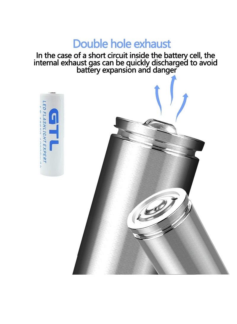 Generic - Rechargeable Battery(Button Top),2 Pack 10000mAh 3.7V Li-ion 18650 Battery(not AA/AAA Battery) for Led Flashlight - Image 1