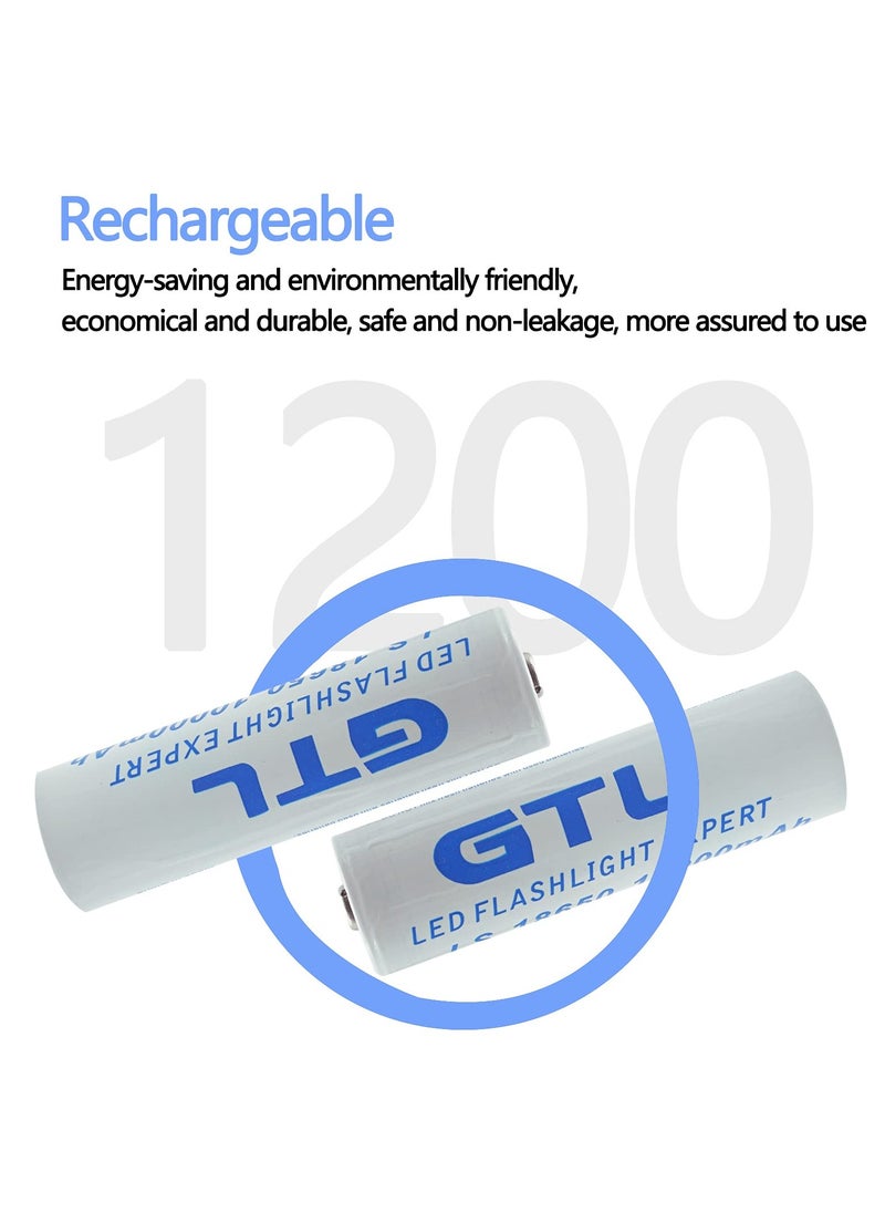 Generic - Rechargeable Battery(Button Top),2 Pack 10000mAh 3.7V Li-ion 18650 Battery(not AA/AAA Battery) for Led Flashlight - Image 1