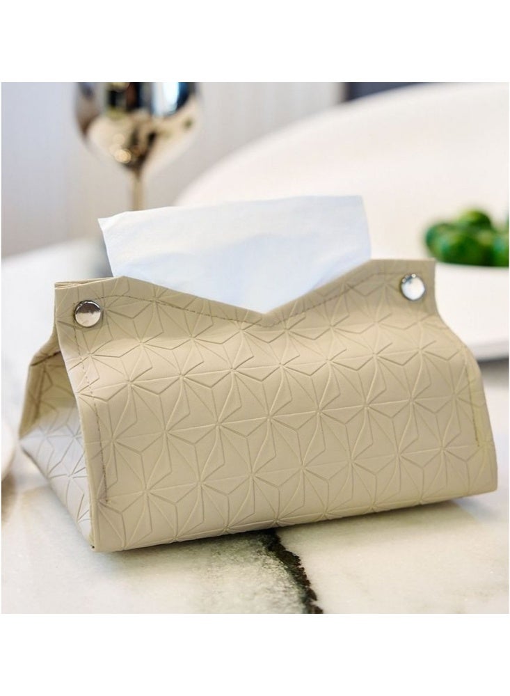 2 pieces Leather Tissue Box Holder Multifunctional for Home Decorations for  Bathroom Living Room Bedroom and Office Refillable Tissue Box Cover Car Tissue Holder Multi-scenario use Universal Solid color Indentation(Brown and Beige) - Image 4