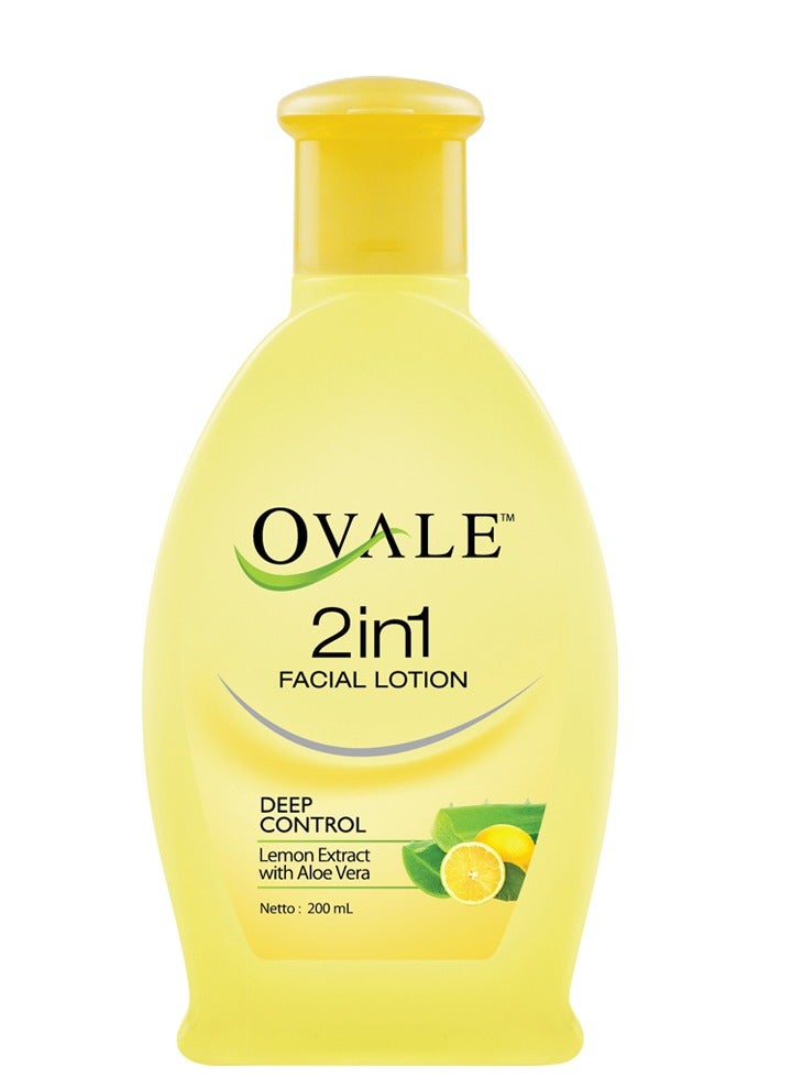 Ovale 2in1 Facial Lotion Deep Control 200ml, Deep Cleansing & Oil Control Facial Cleanser and Makeup Remover for Fresh, Clear Looking Skin