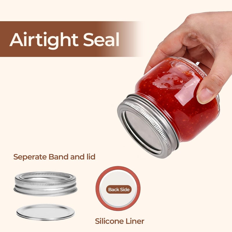ComSaf 8 oz Regular Mouth Mason Jars,6Pcs Glass Jars for Home Cooks Making Jam and Jelly, and Crafters Creating DIY Candles and Party Favors, Canning Jar with Lids and Ringsï¼ŒIncludes Labels & Twine - Image 3