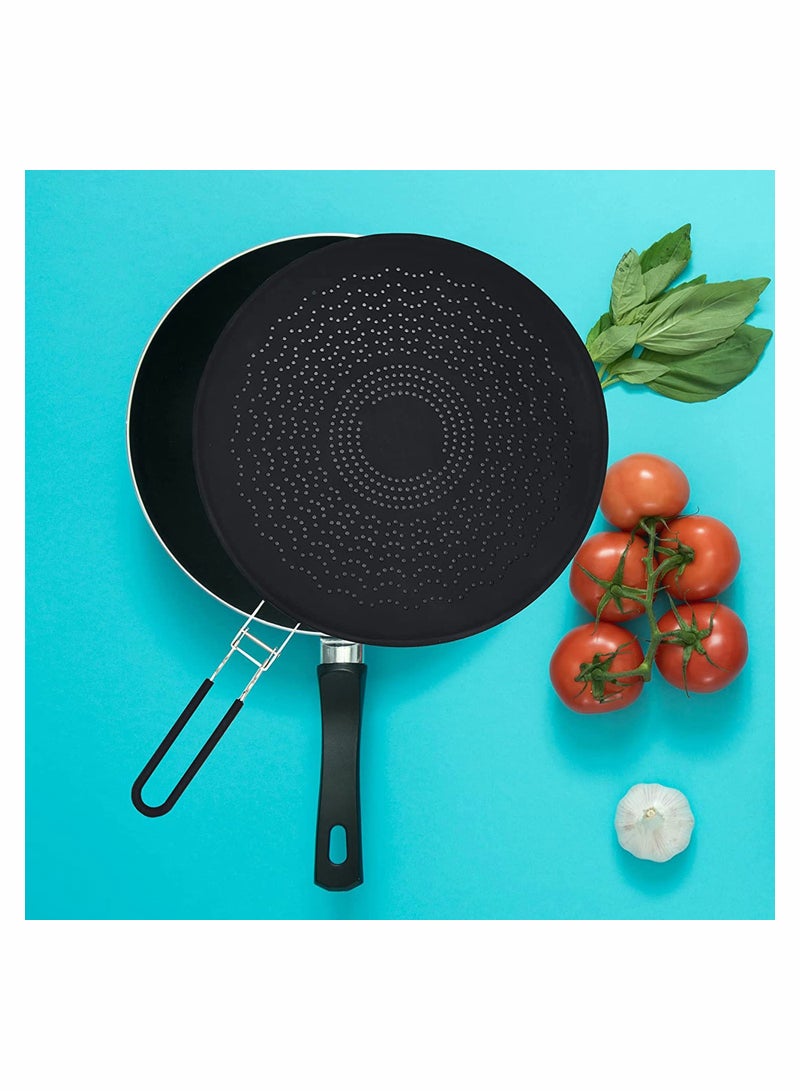 Zikra Silicone Splatter Screen, Pan Cover with Folding Handle, High Heat Resistant Oil Splash Guard, Heat Insulation Cooling Mat - Image 4