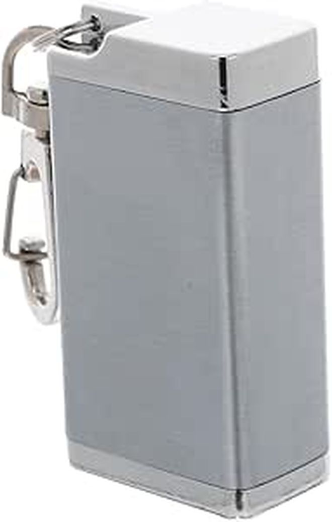Portable Metal Ashtray With Lid And Keychain Compact For Travel Camping Outdoor Gray - Image 1