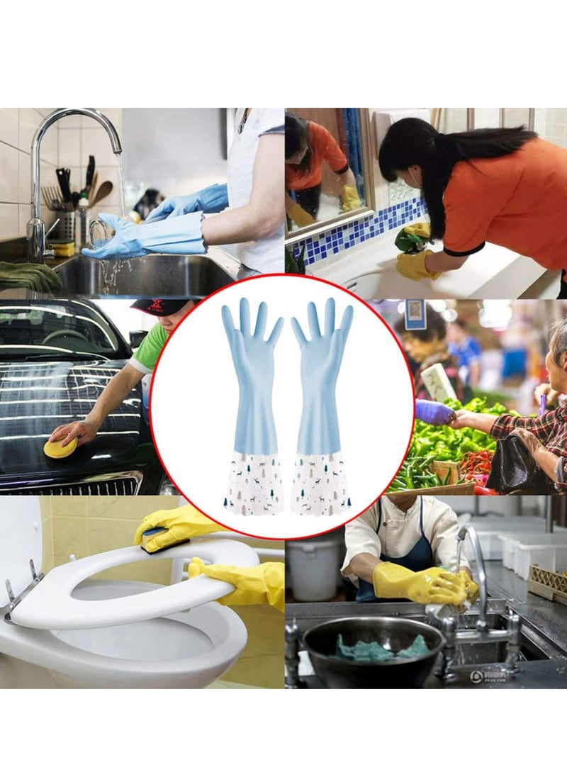 Oasisgalore 3 Pairs of Medium Waterproof Flock-Lined Rubber Cleaning Gloves, Long Cuff for Kitchen  - Image 4