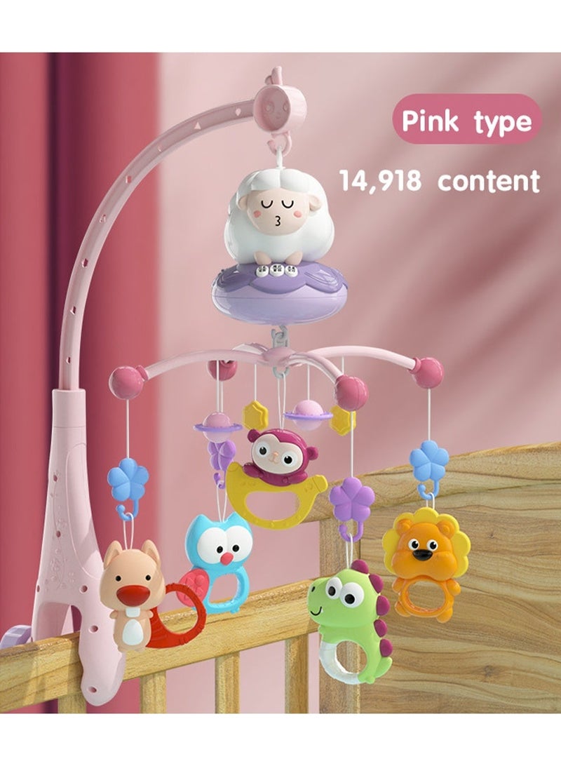 الصمت الدوار المحرك لعب الحضانة, التحكم عن بعد الروتاري الراتلز, لعب الأطفال مع الضوء والموسيقى,360 درجة الدوار,الراحة لعب سرير جرس للطفل 0-3, 6-9 شهر حديث الولادة هدية (الوردي) - Image 1