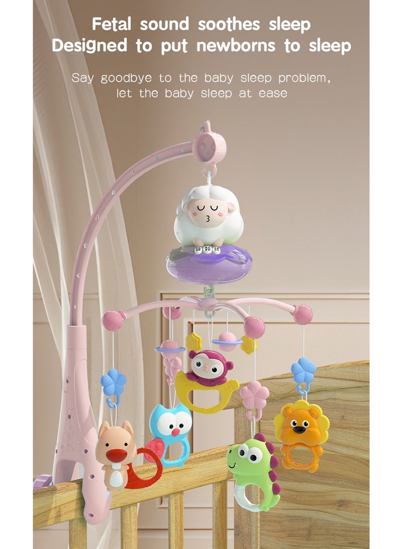 الصمت الدوار المحرك لعب الحضانة, التحكم عن بعد الروتاري الراتلز, لعب الأطفال مع الضوء والموسيقى,360 درجة الدوار,الراحة لعب سرير جرس للطفل 0-3, 6-9 شهر حديث الولادة هدية (الوردي) - Image 2