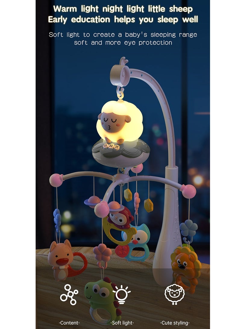 الصمت الدوار المحرك لعب الحضانة, التحكم عن بعد الروتاري الراتلز, لعب الأطفال مع الضوء والموسيقى,360 درجة الدوار,الراحة لعب سرير جرس للطفل 0-3, 6-9 شهر حديث الولادة هدية (الوردي) - Image 3