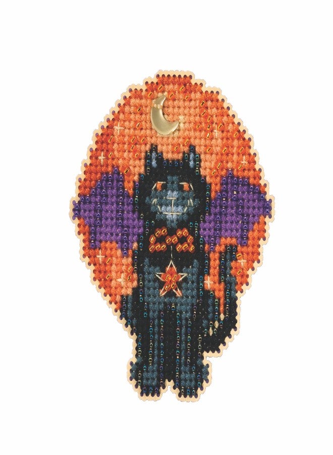 Mill Hill Bat Cat Beaded Counted Cross Stitch Ornament Kit 2023 Autumn Harvest MH182324