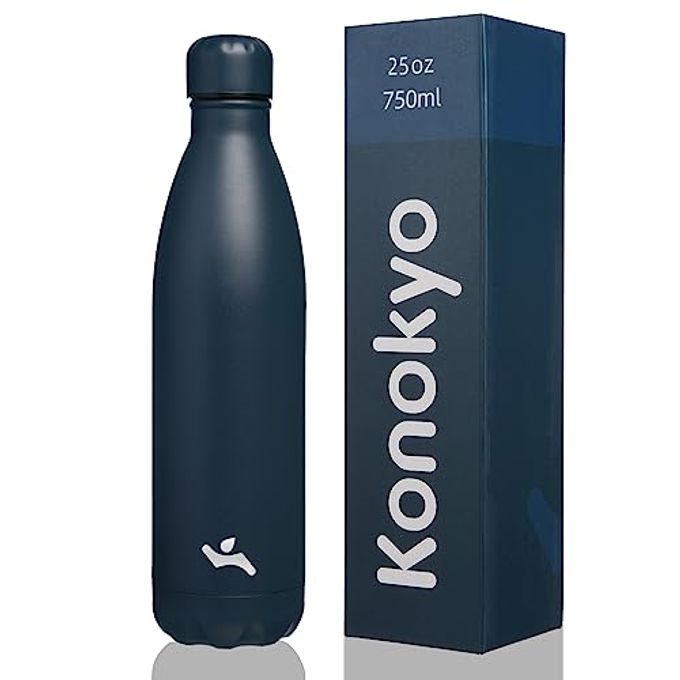Konokyo Insulated Water Bottles,25 oz Double Wall Stainless Steel Vacumm Metal Flask for Sports Travel,Navy Blue