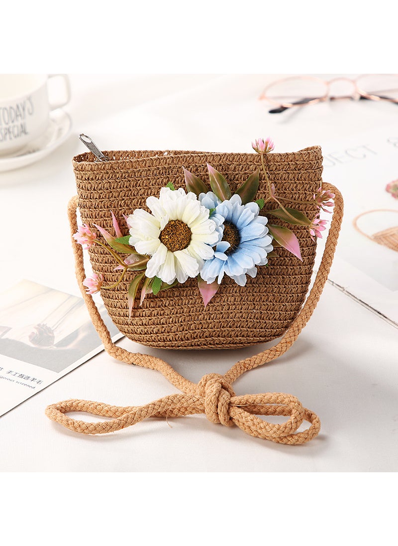 Generic Girls Trendy Crossbody Mini PurseSimulation bouquet bag Brown Simulation bouquet bag Brown 