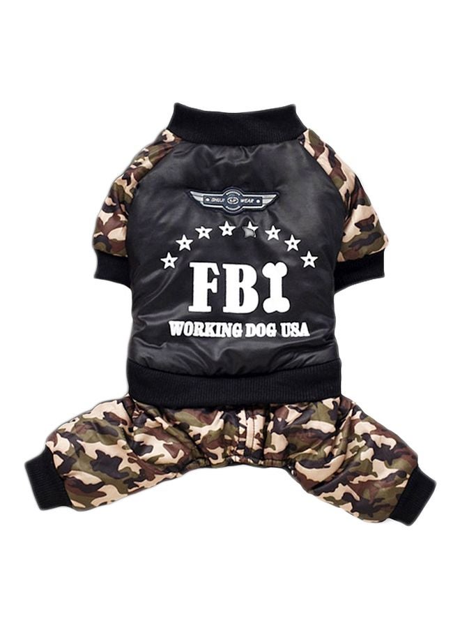 أوتاد معطف جمبسوت من  القطن بأربع فتحات أرجل للحيوانات الأليفة مزين بطبعة منقوش بنقشة مموهة/أسود S - Image 1