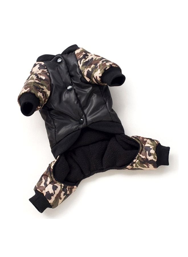 أوتاد معطف جمبسوت من  القطن بأربع فتحات أرجل للحيوانات الأليفة مزين بطبعة منقوش بنقشة مموهة/أسود S - Image 2