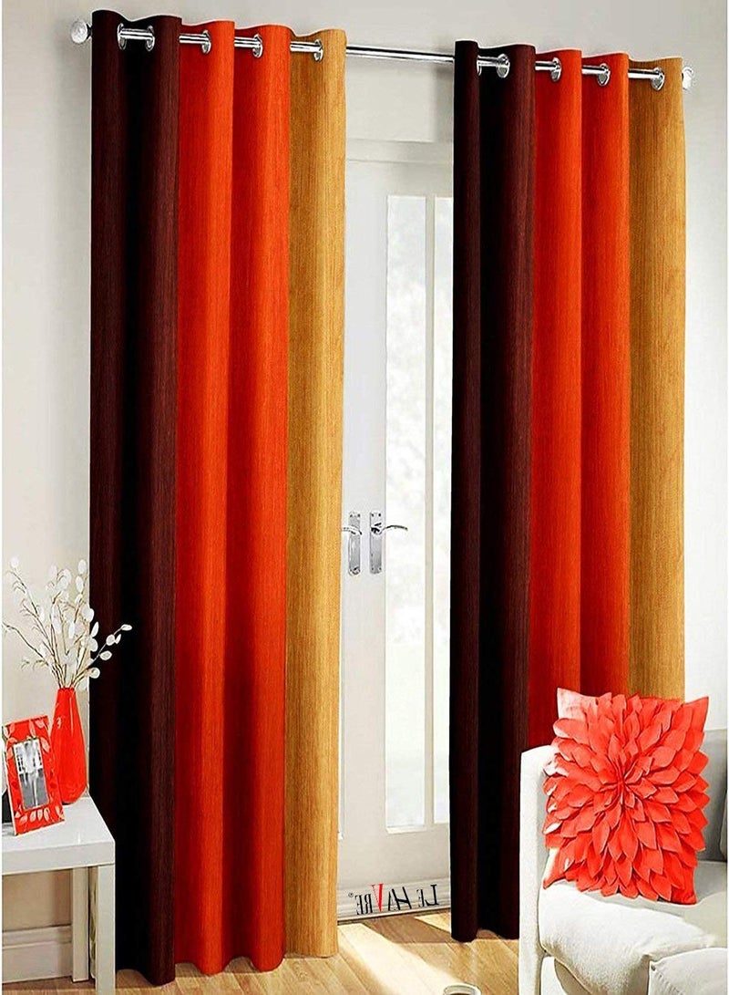 Milan Italian Curtain 7D Hybrid Printed Set of 2 Multi Color, Door- 4ft x 7ft(Maroonish Brown & Gold)