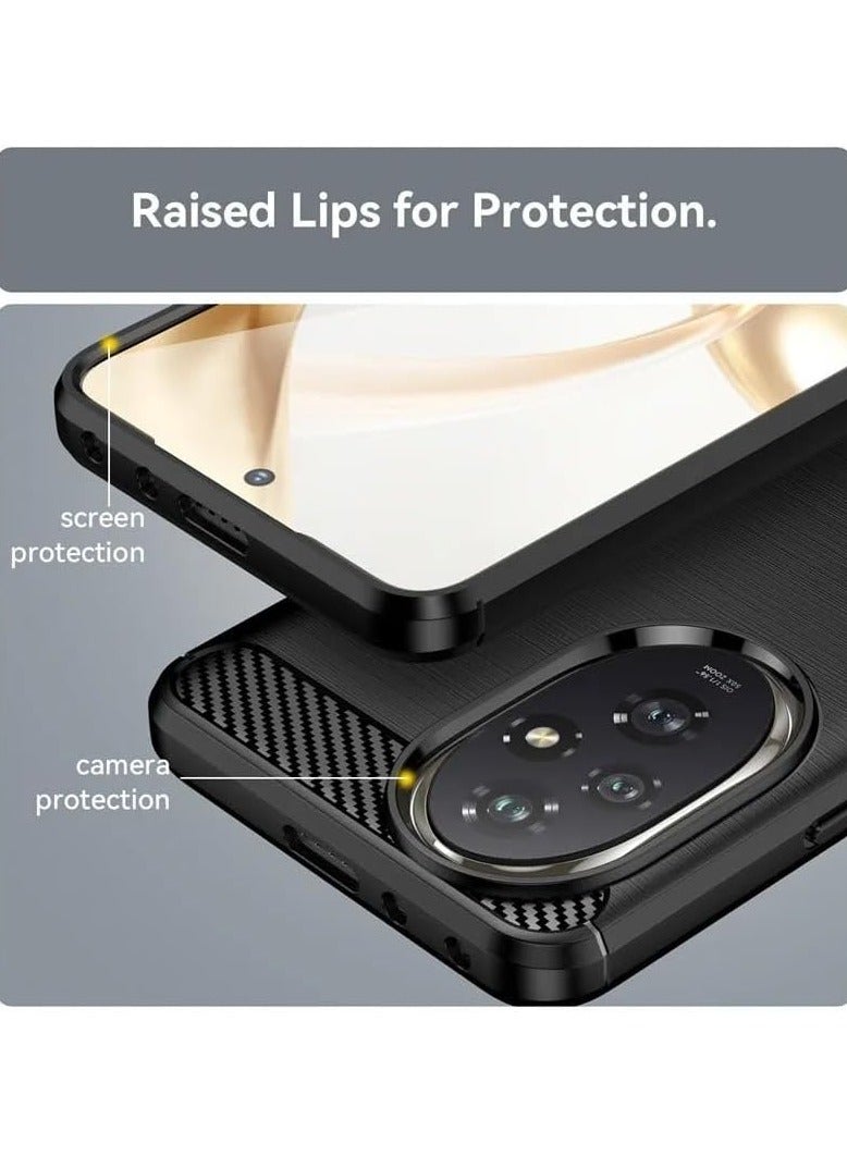 عام حافظة متوافقة مع حافظة هونور 200 برو ، فائقة النحافة من ألياف الكربون ناعم الملمس ممتص للصدمات لينة سيليكون مقاومة للخدش الغطاء الخلفي الواقي - Image 3