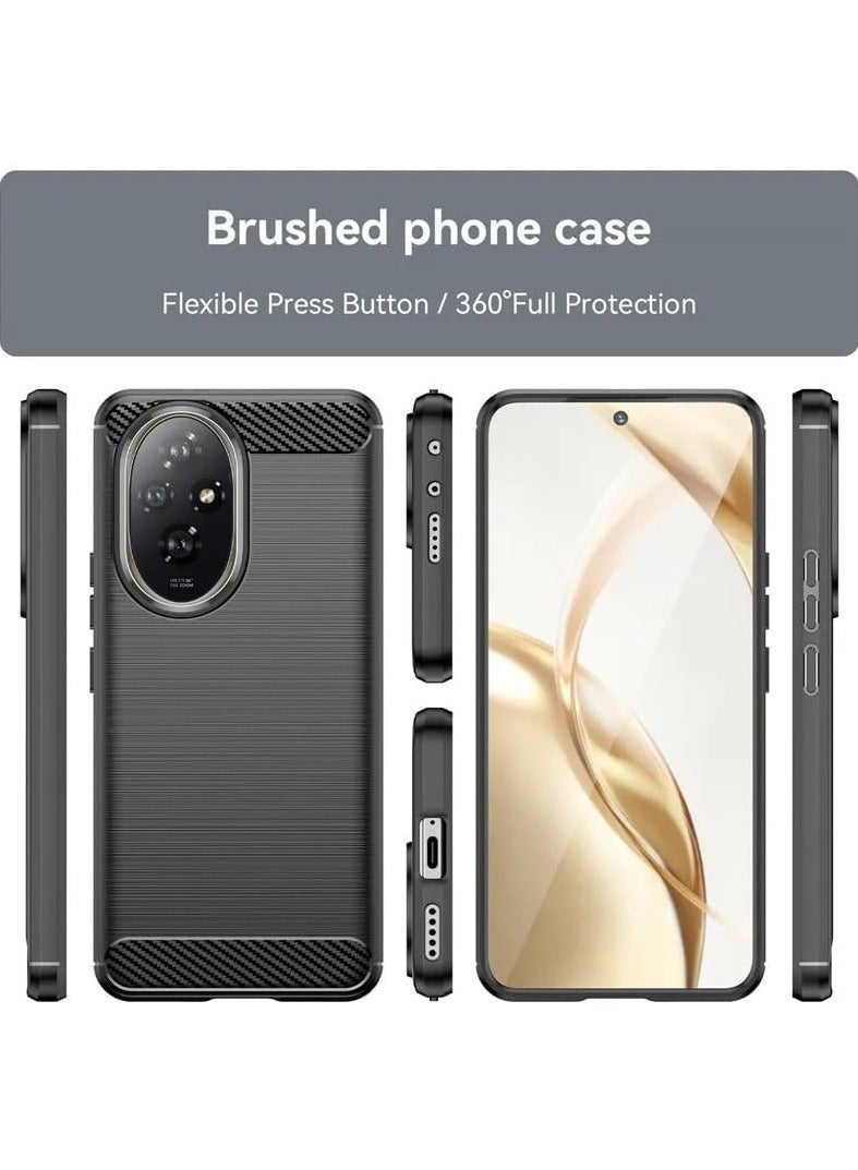 عام حافظة متوافقة مع حافظة هونور 200 برو ، فائقة النحافة من ألياف الكربون ناعم الملمس ممتص للصدمات لينة سيليكون مقاومة للخدش الغطاء الخلفي الواقي - Image 2