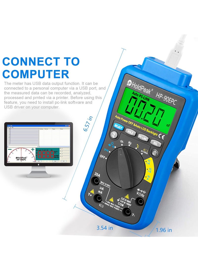 HoldPeak Auto Range Usb interface Digital Multimeter Black/Blue  - Image 2
