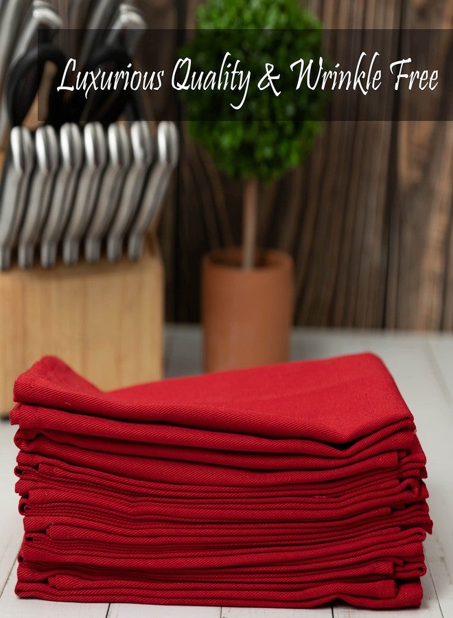 PERLLI Christmas Red Cloth Dinner Napkins Kitchen Cloth Napkins 12 Pack 18X18 Inches Cotton Blend Soft Fabric with Hemmed Edges Washable Reusable Linen Napkins for Parties Setting Table Decor (Red) by PERLLI - Image 2