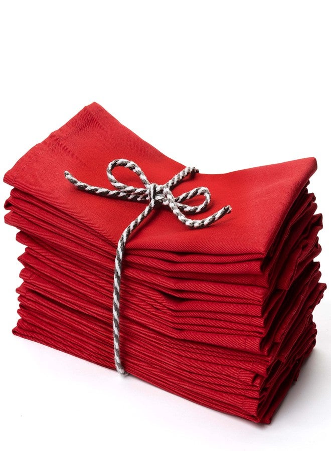 PERLLI Christmas Red Cloth Dinner Napkins Kitchen Cloth Napkins 12 Pack 18X18 Inches Cotton Blend Soft Fabric with Hemmed Edges Washable Reusable Linen Napkins for Parties Setting Table Decor (Red) by PERLLI - Image 1