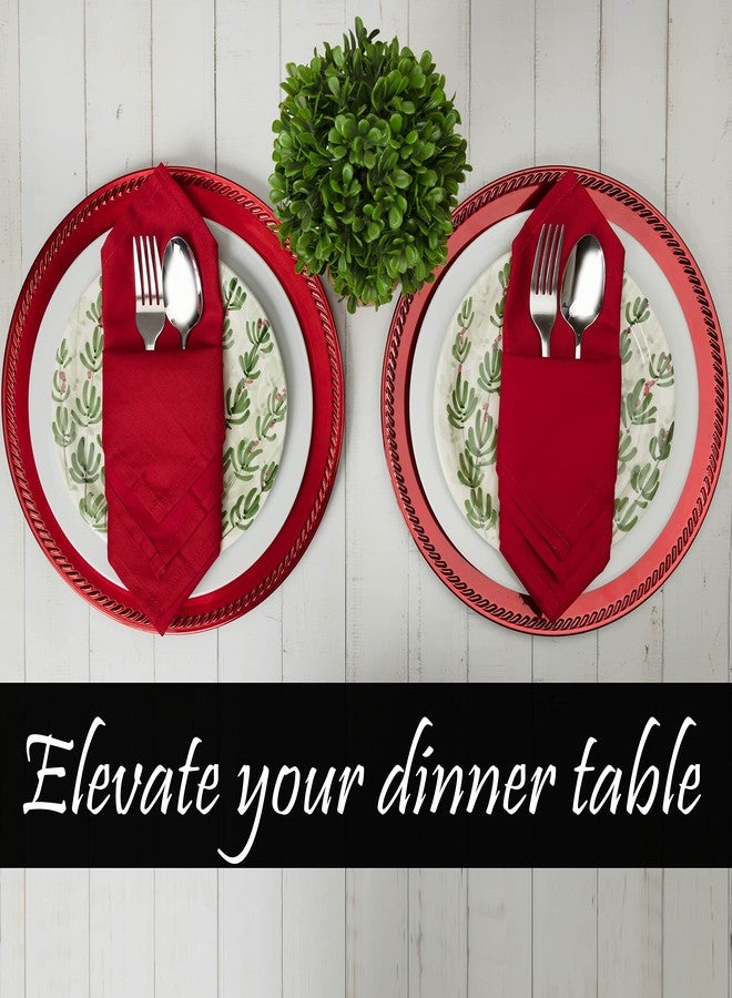 PERLLI Christmas Red Cloth Dinner Napkins Kitchen Cloth Napkins 12 Pack 18X18 Inches Cotton Blend Soft Fabric with Hemmed Edges Washable Reusable Linen Napkins for Parties Setting Table Decor (Red) by PERLLI - Image 4