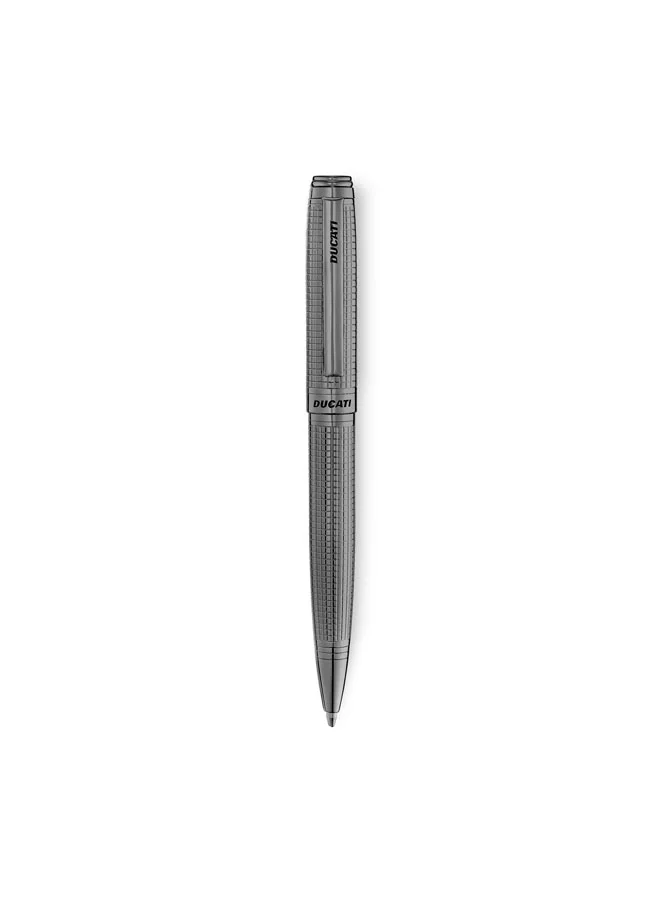 Ducati Leggenda Gunmetal Plated Stainless Steel Twist Ballpoint Pen for Men, Blue Ink