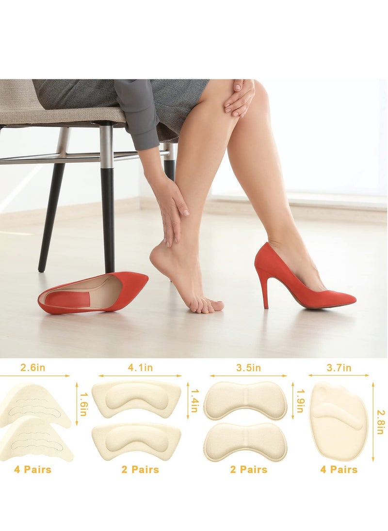 10 Pairs Shoe Filler High Heel Cushion Pads Adjustable Toe Filler Inserts Front Insoles Heel Grips Liner Insert for Preventing Too Big Shoe from Heel Slipping Blisters Relieve Pain